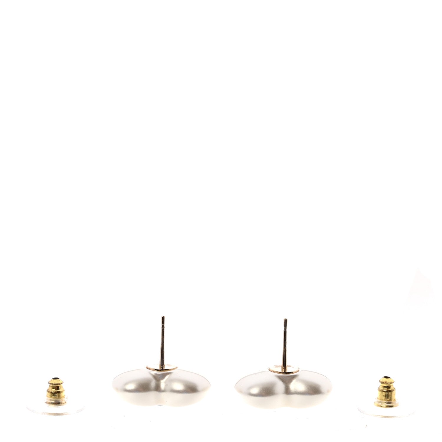 Chanel Pearl Crystal CC Heart Earrings Gold 4 of 6