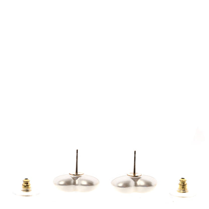 Chanel Pearl Crystal CC Heart Earrings Gold 4 of 6