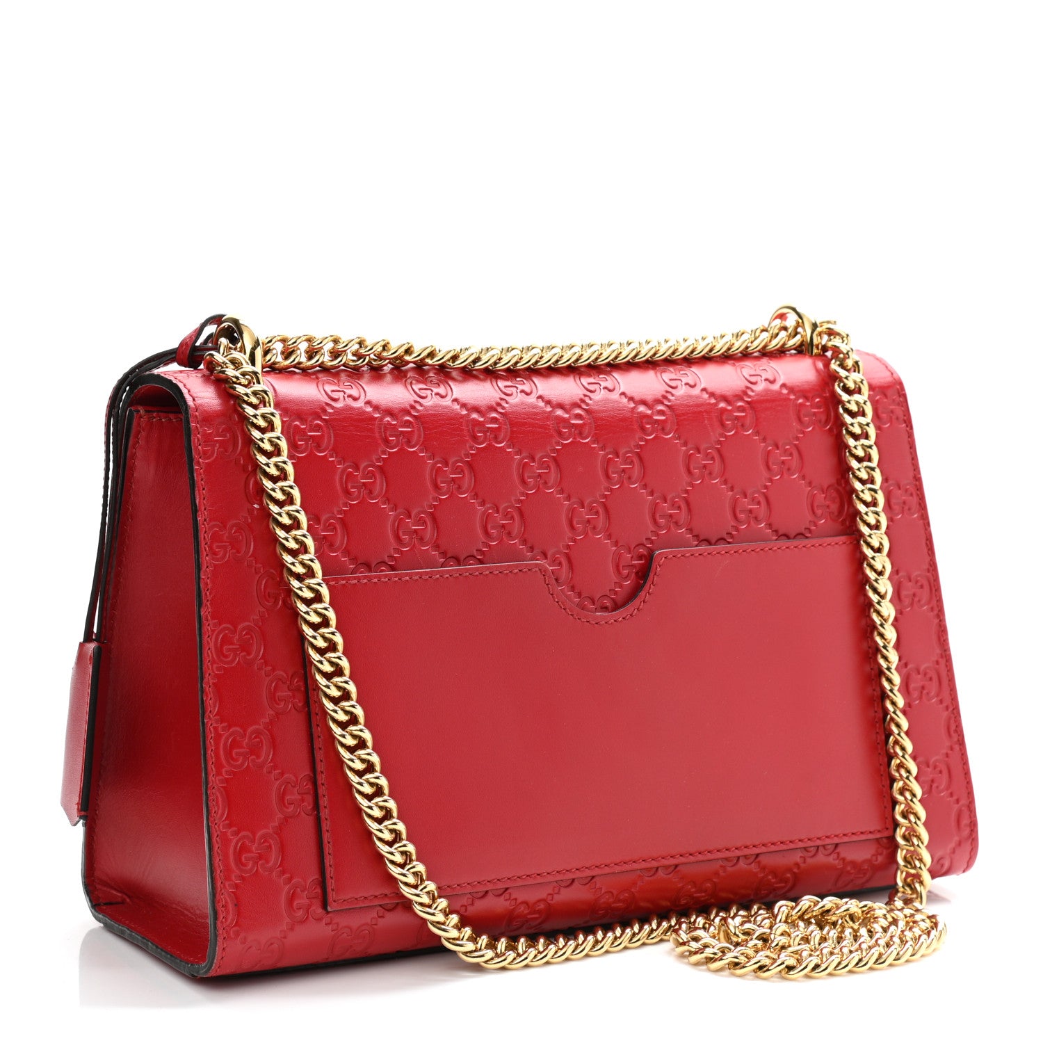 Gucci Guccissima Medium Padlock Shoulder Bag Hibiscus Red 3 of 21