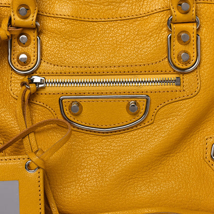 Balenciaga Chevre Silver Metallic Edge Hardware S City Jaune Epi 8 of 11