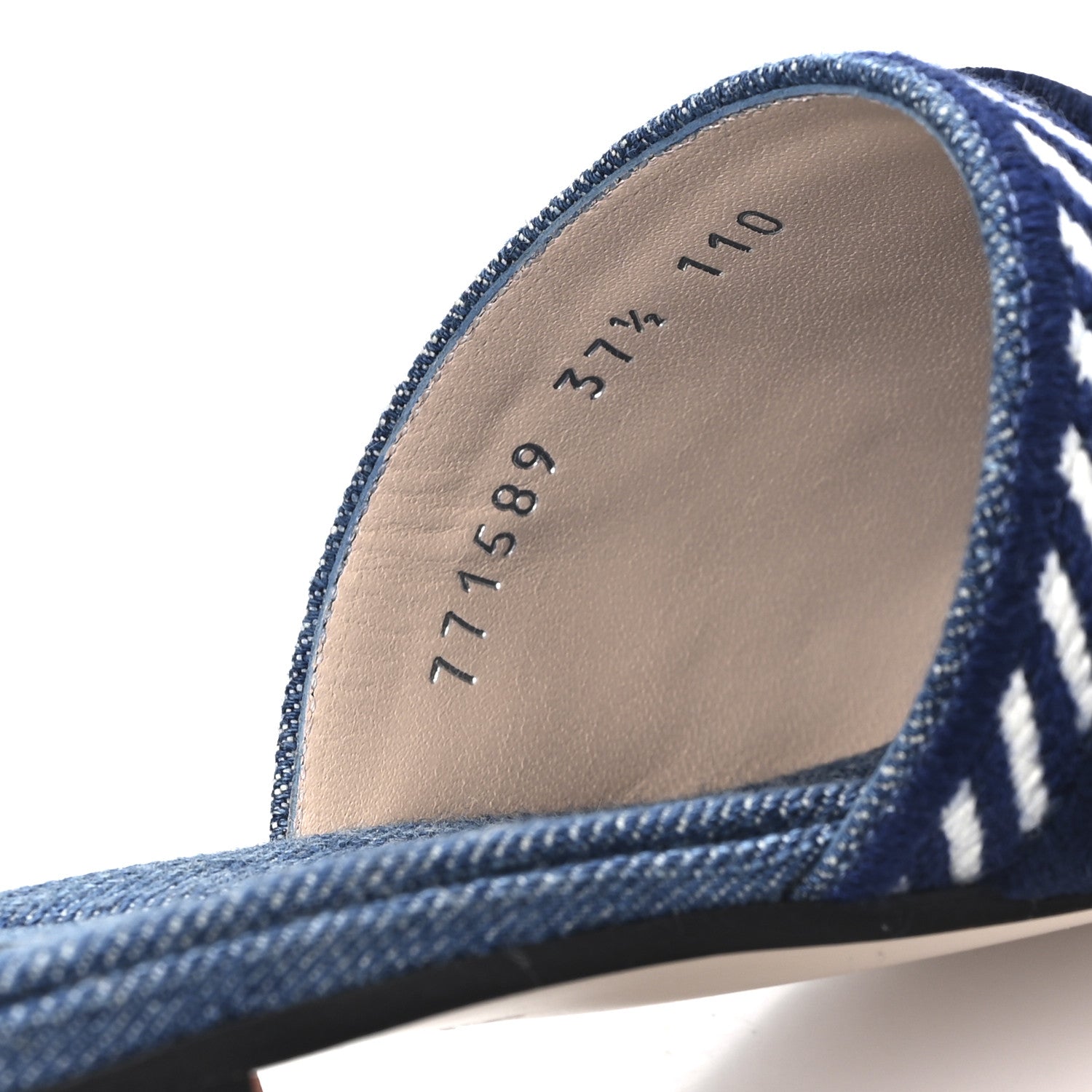 Gucci Plain Spain Denim Logo Slide Sandals 37.5 Light Blue 9 of 10