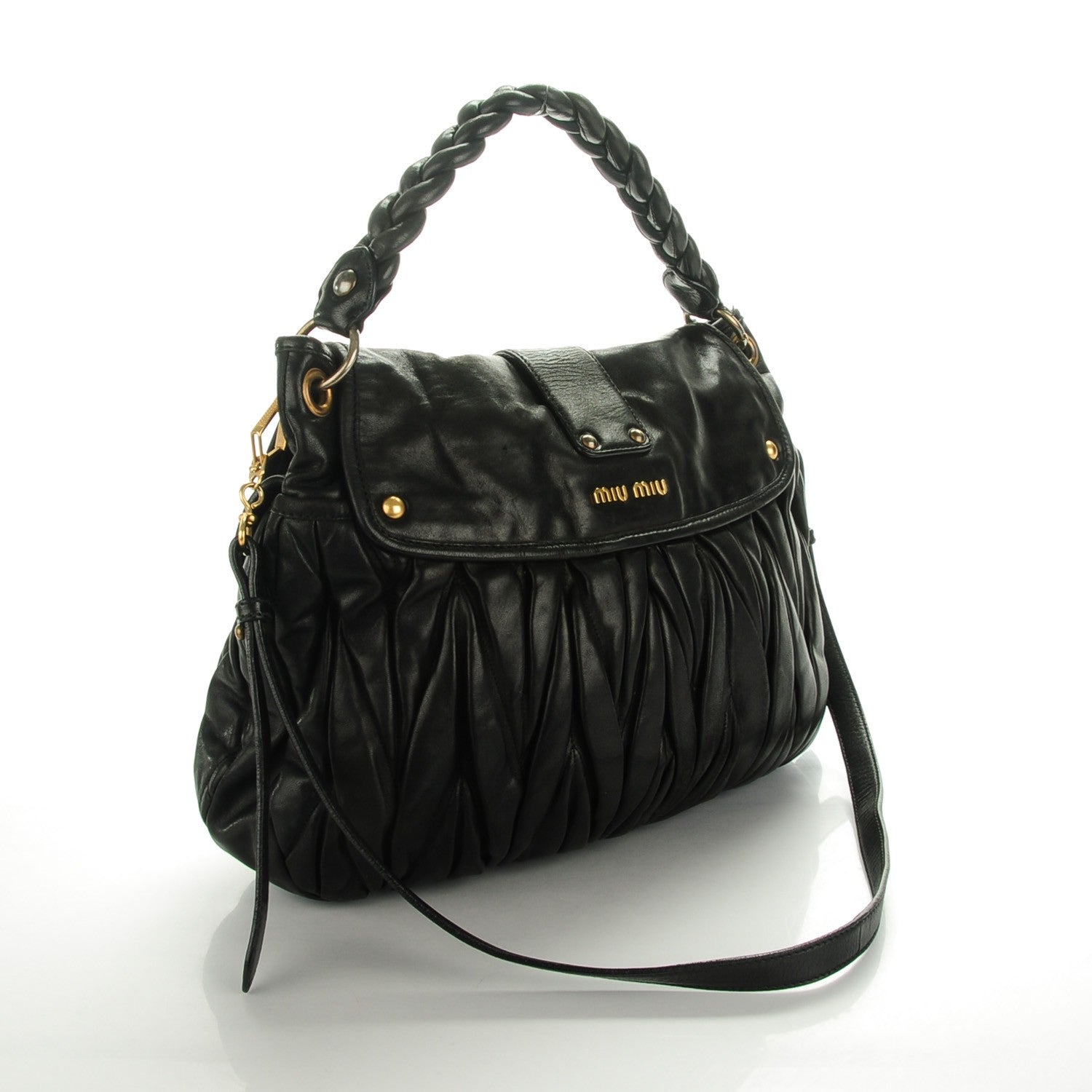 Miu Miu Nappa Matelasse Coffer Hobo Black 3 of 10