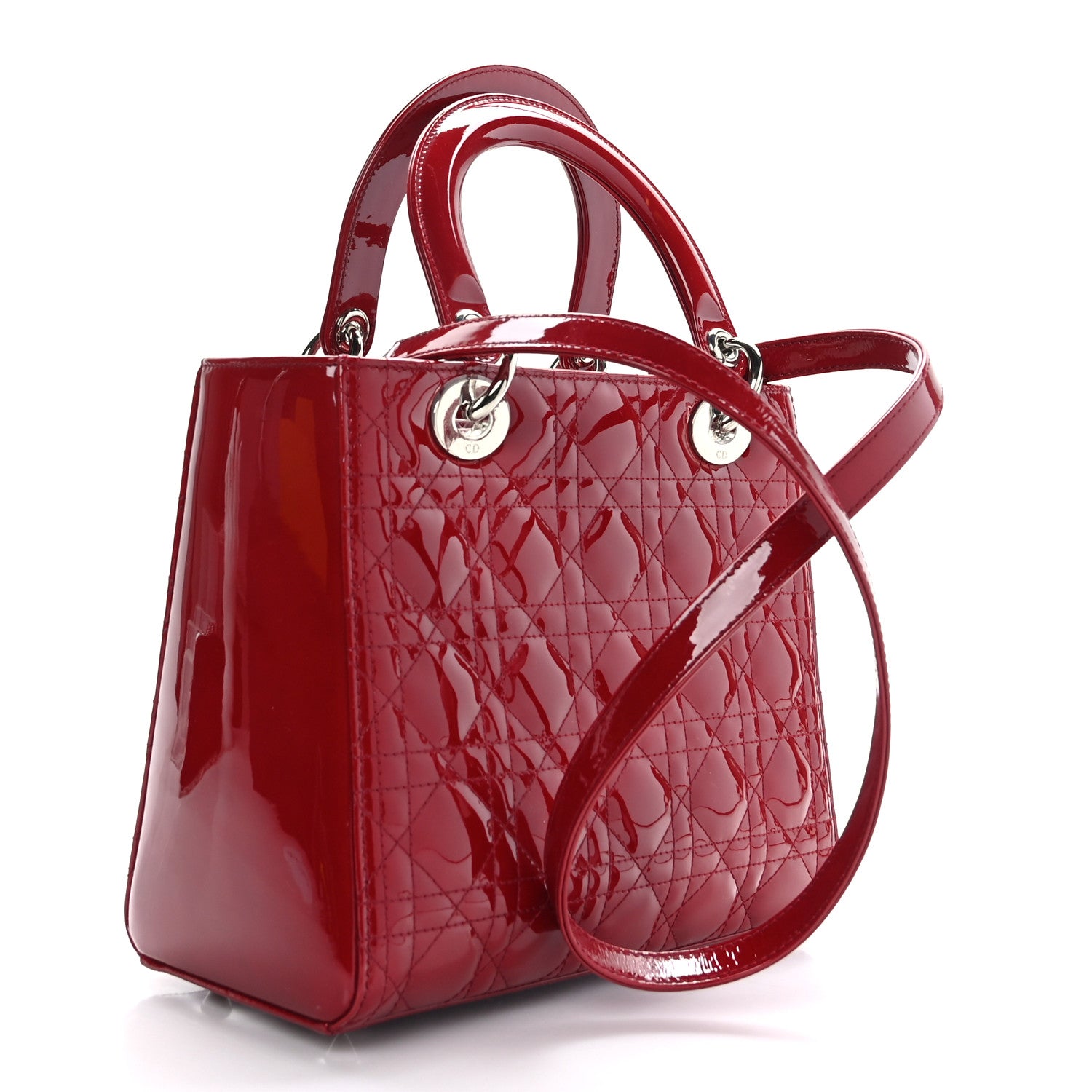 Christian Dior Patent Cannage Medium Lady Dior Red 2 of 8