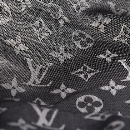 Louis Vuitton Wool Silk Monogram Denim Shawl Black 11 of 13