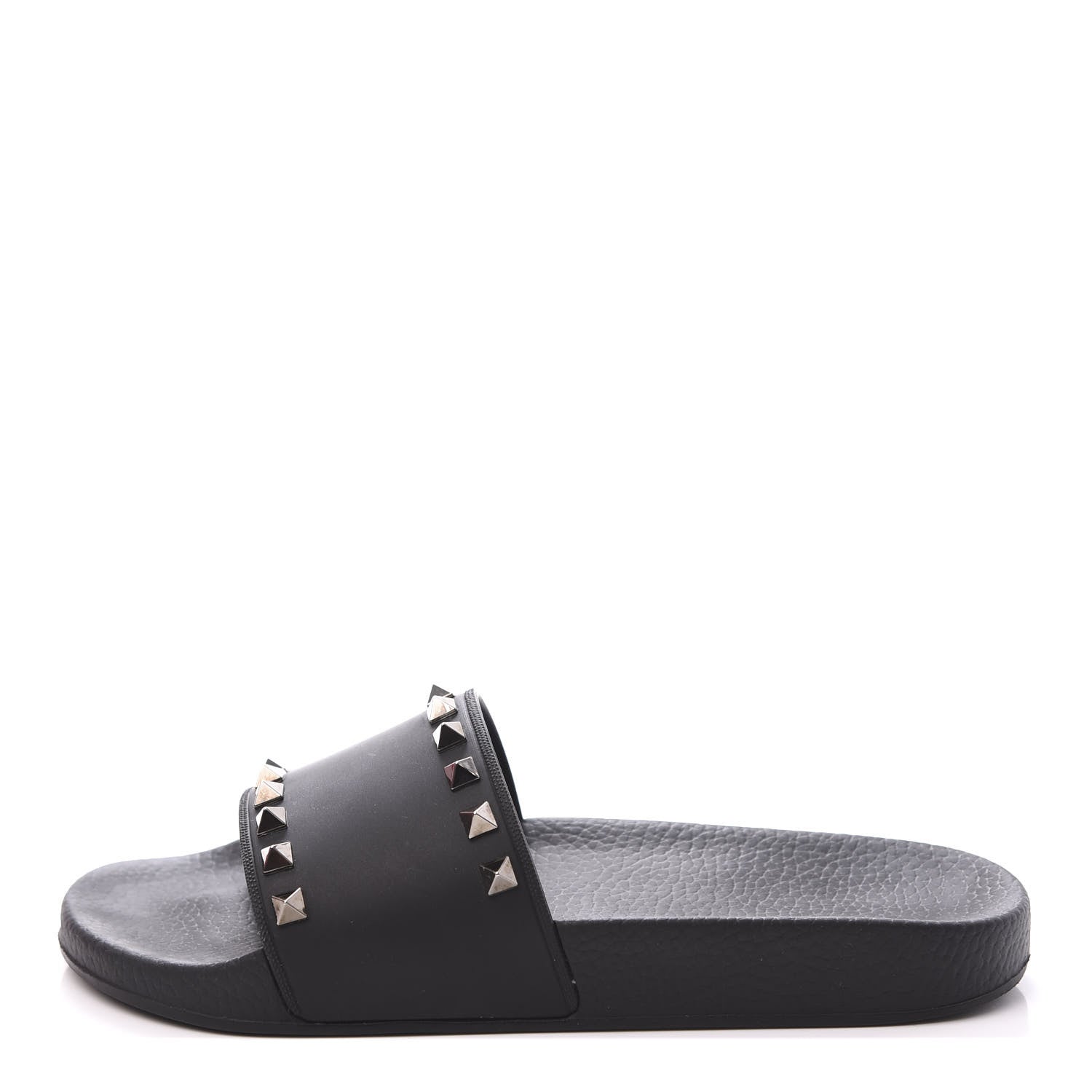 Valentino Garavani Rubber Rockstud Slide Sandals 38 Black 1 of 11