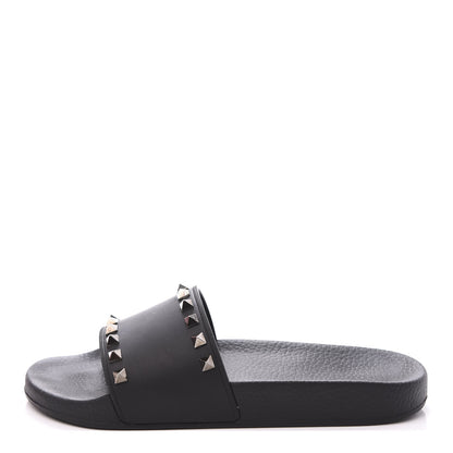 Valentino Garavani Rubber Rockstud Slide Sandals 38 Black 1 of 11