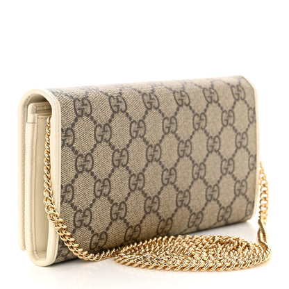 Gucci GG Supreme Monogram Azalea Calfskin Horsebit 1955 Wallet On Chain Beige Ebony Mystic White 3 of 11