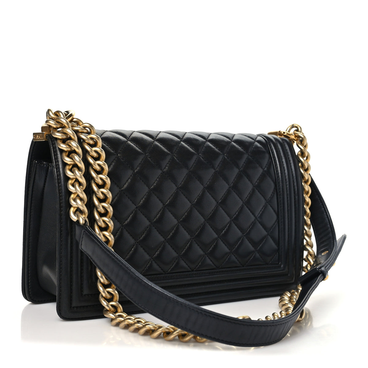 Lambskin Quilted Medium Boy Flap Black