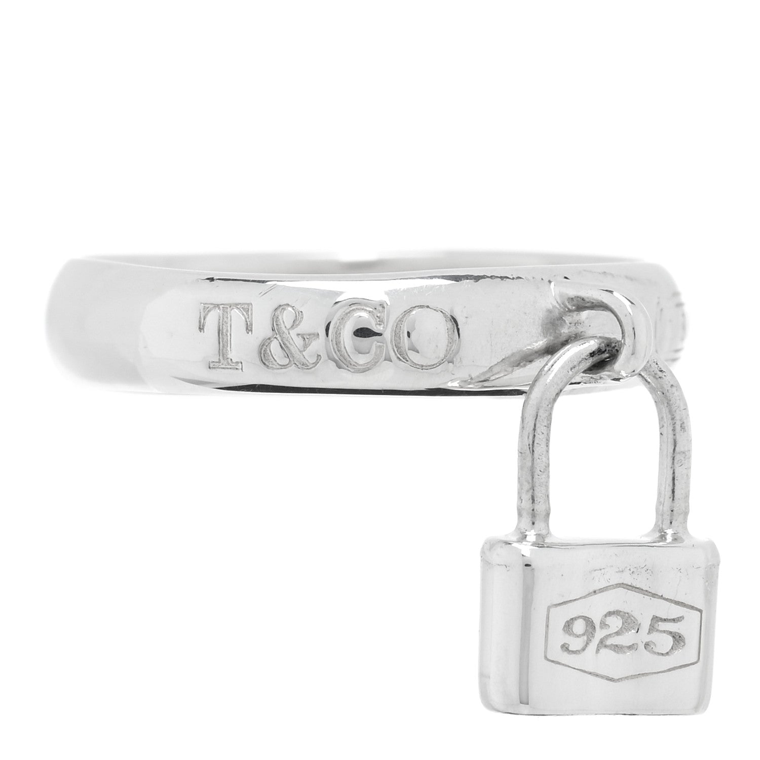 Tiffany Sterling Silver 1837 Lock Charm Ring 51 5.75 1 of 4