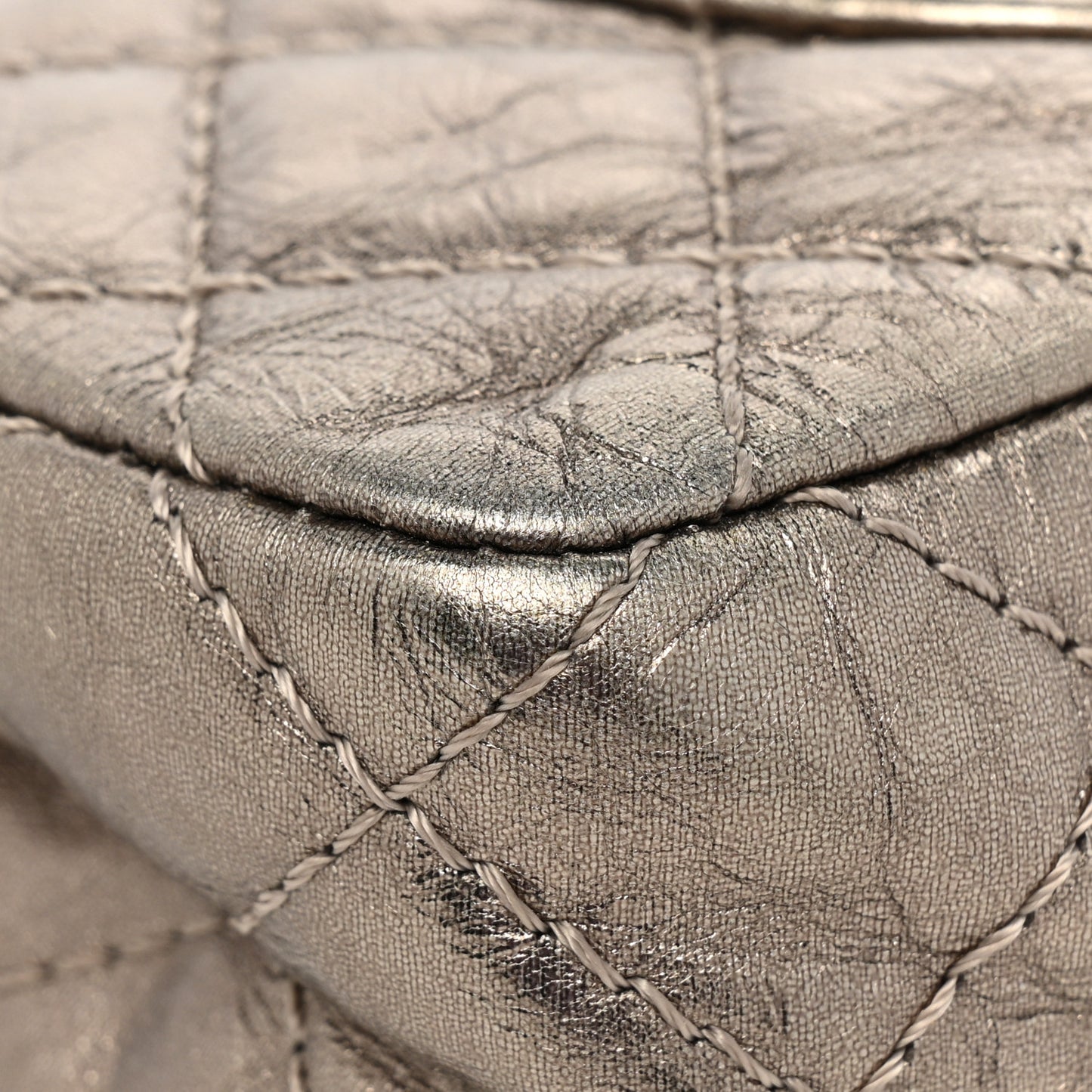 Metallic Aged Calfskin Quilted 2.55 Reissue 225 Flap Pewter