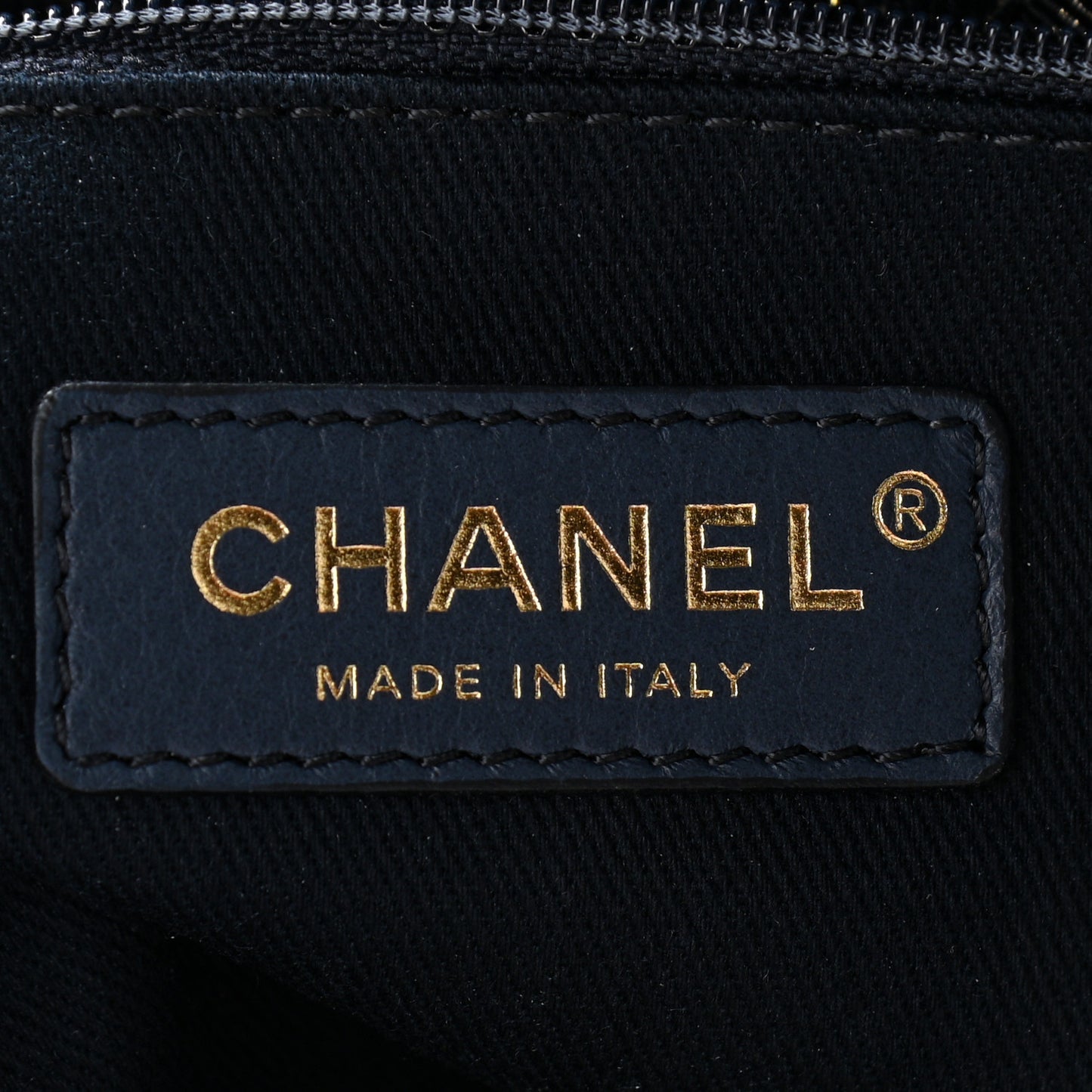 Lurex Canvas Small Deauville Tote Navy Blue Gold