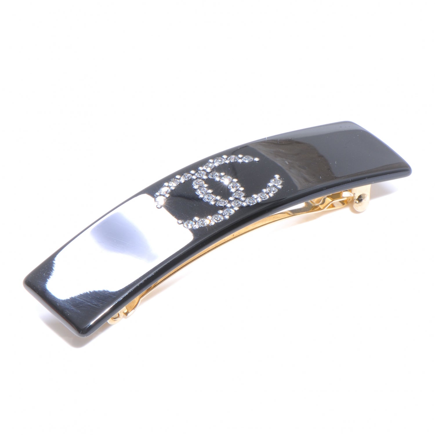 Chanel CC Crystal Barette Black 4 of 5