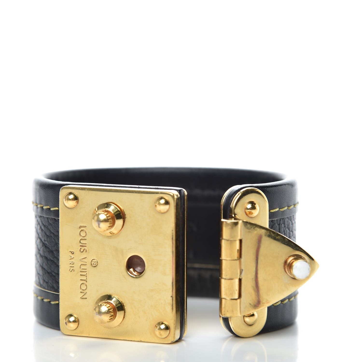 Louis Vuitton Chèvre Suhali S Lock Bracelet Medium Black 4 of 7