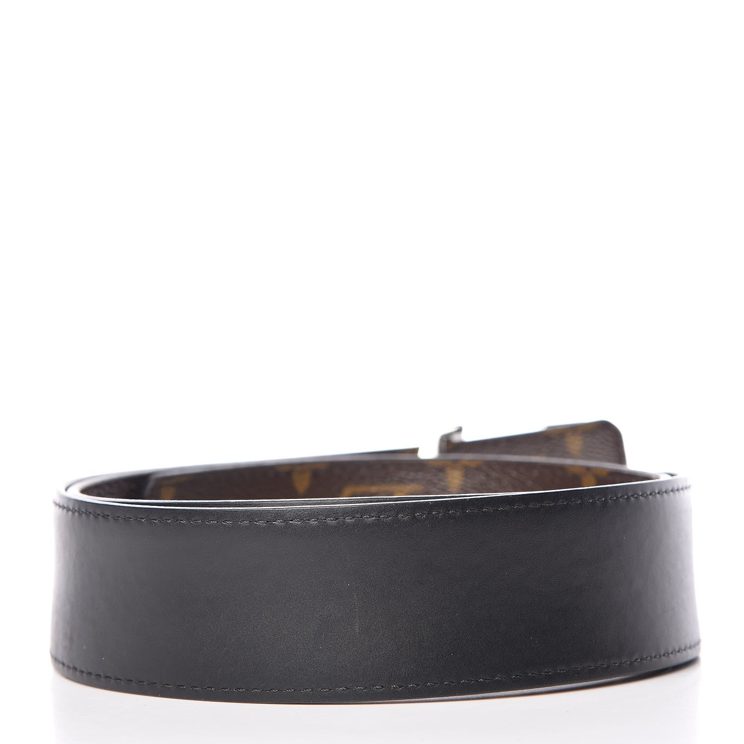 Louis Vuitton Calfskin Monogram 30mm LV Initiales Reversible Belt 80 32 Black 3 of 7