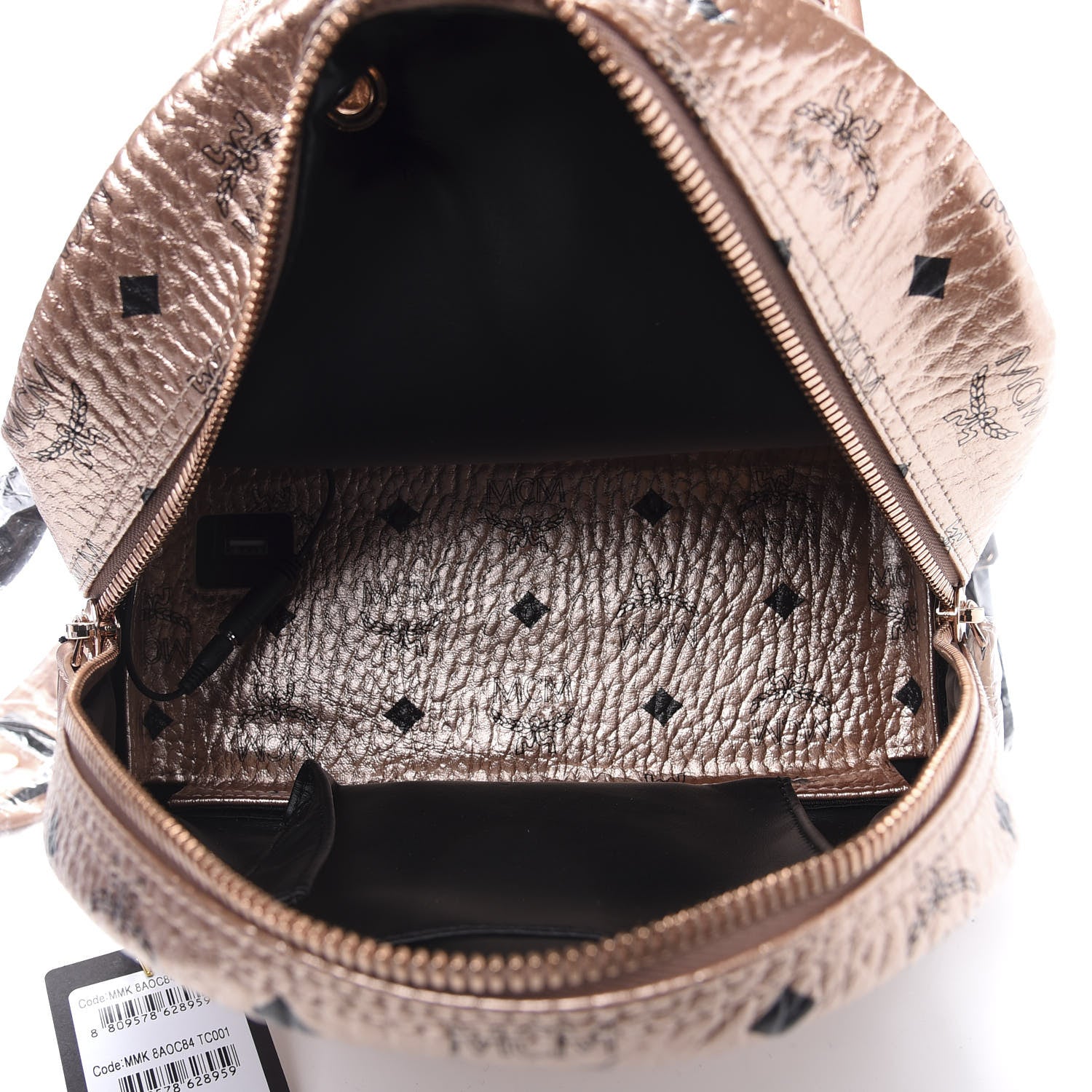 MCM Metallic X Wizpak Visetos Studded Sound System Speaker Backpack Champagne Gold 5 of 14