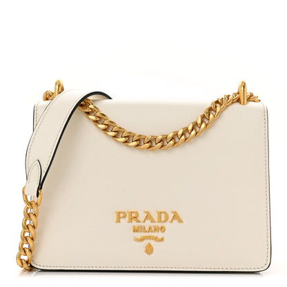 Prada Saffiano Chain Shoulder Bag White 1 of 10