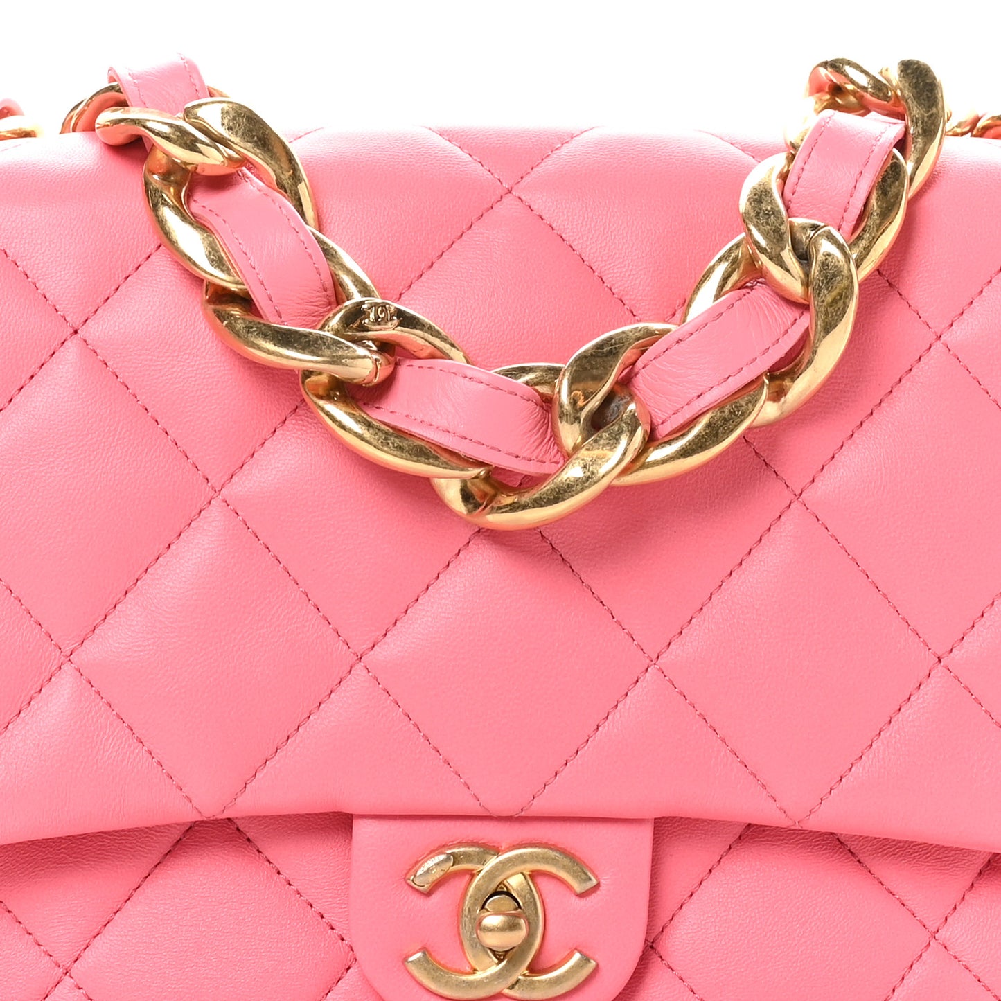 Lambskin Quilted Large CC Funky Town Flap Pink