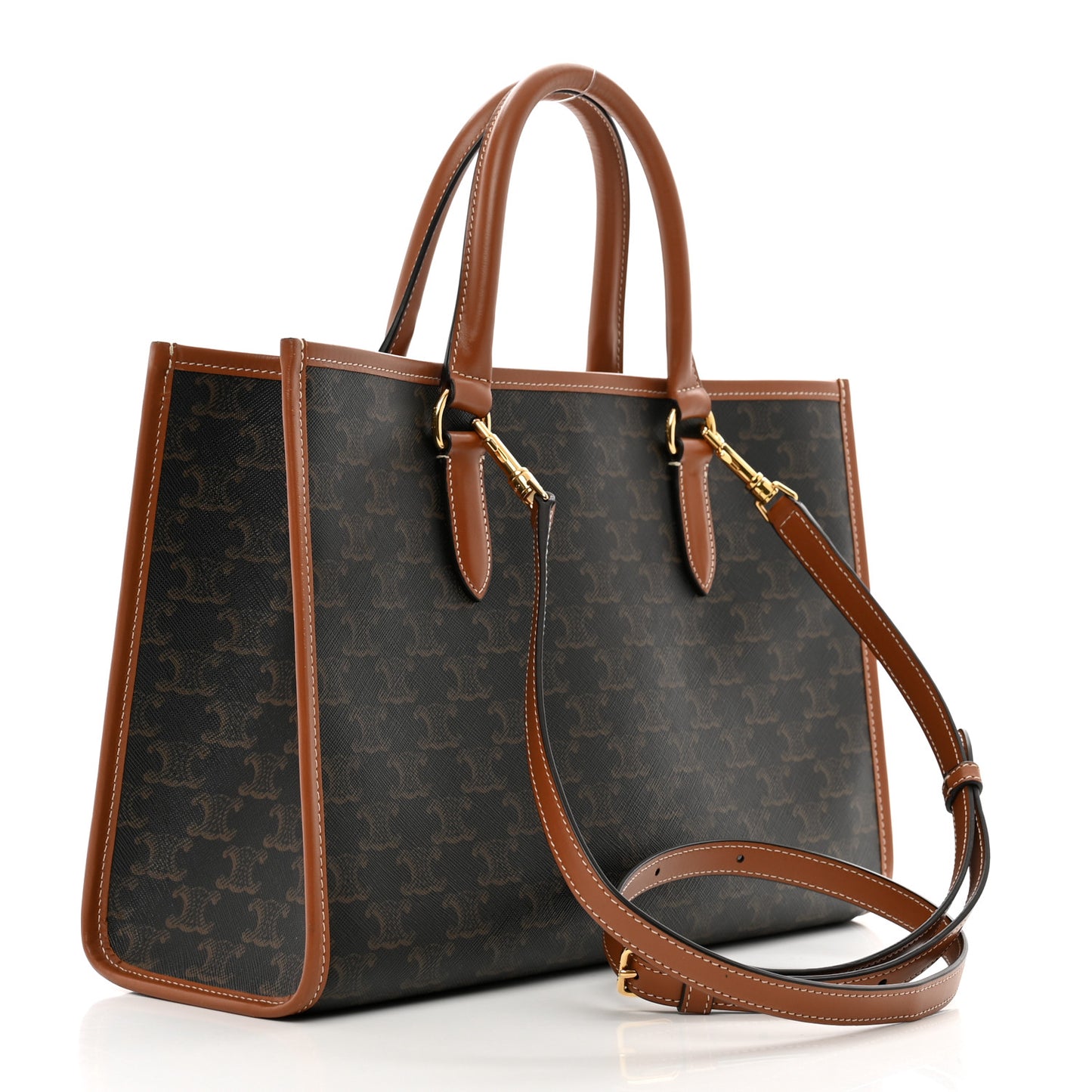 Triomphe Canvas Calfskin Mini Horizontal Cabas Tan