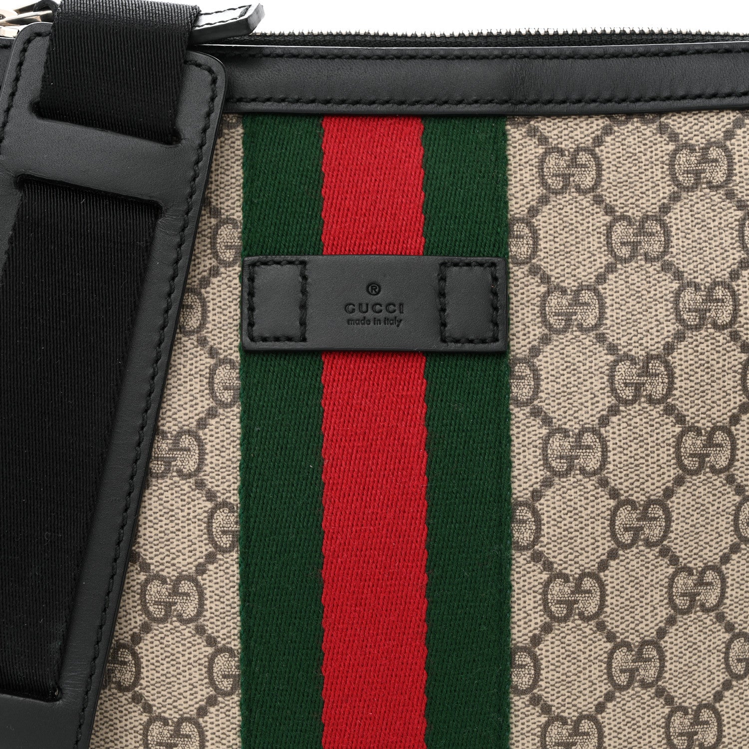 Gucci GG Supreme Monogram Web Messenger Bag Black 8 of 10