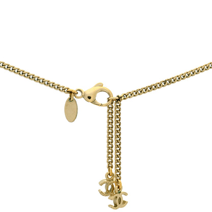 Chanel Crystal CC Pendant Necklace Bronze Dore Violet White Nacre 4 of 5