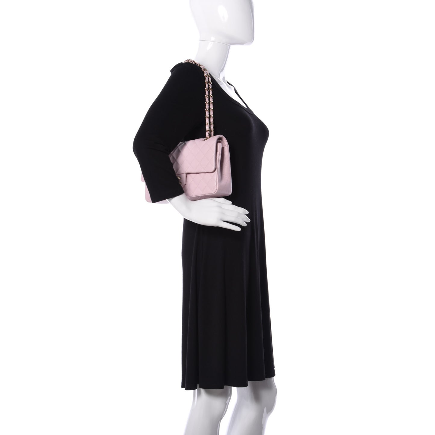 Caviar Quilted Medium Double Flap Light Pink