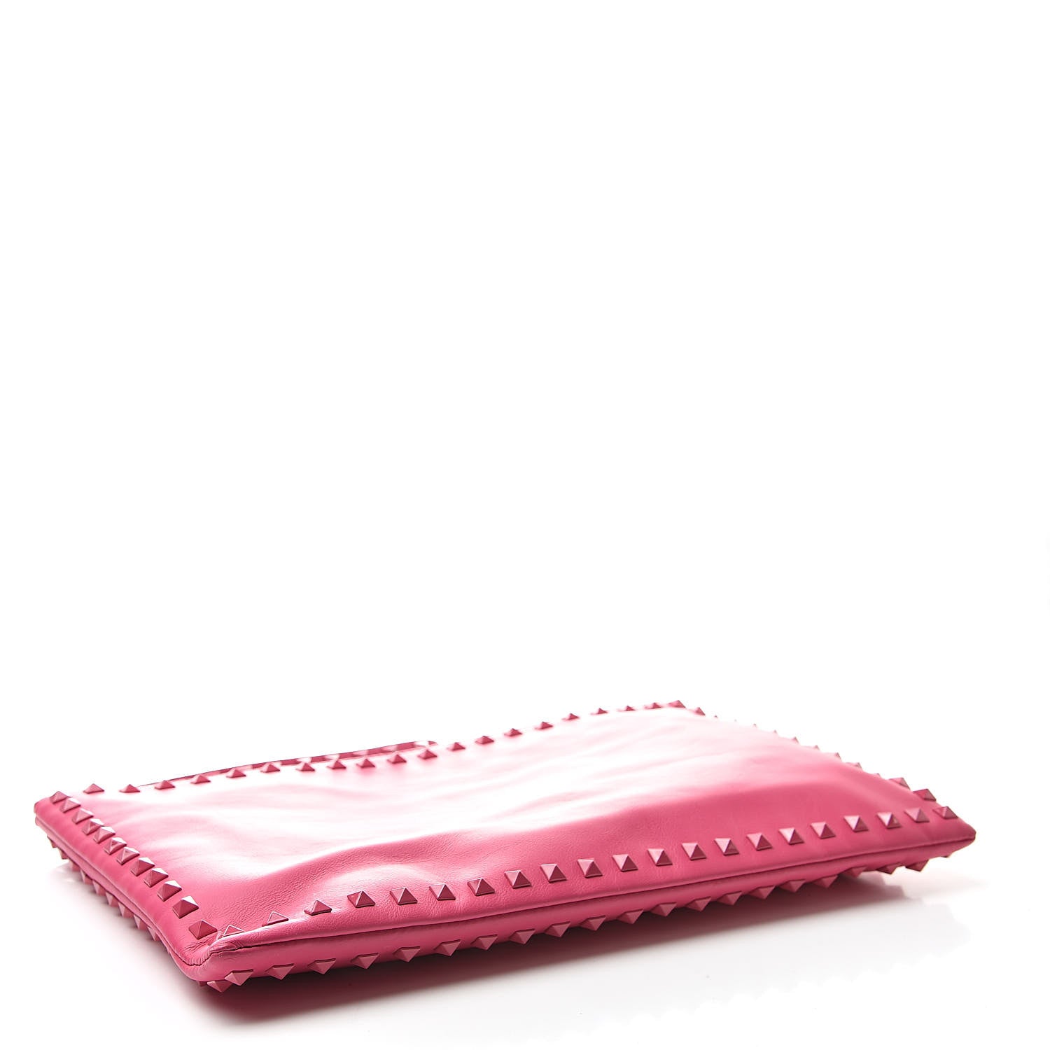 Valentino Garavani Vitello Monochrome Large Rockstud Zip Wristlet Pouch Pop Fuxia 4 of 10
