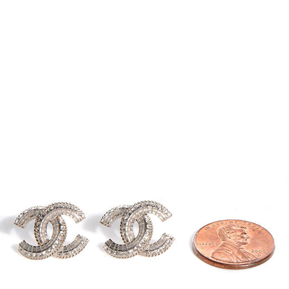 Chanel Crystal CC Earrings Silver 2 of 3