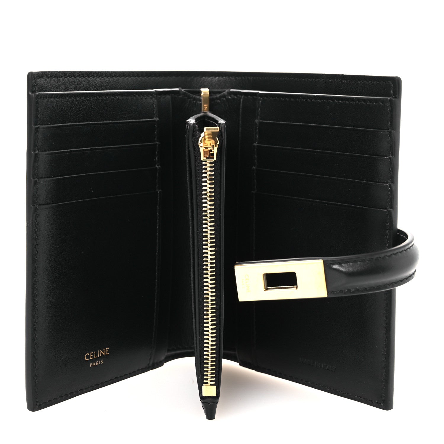 Celine Satinated Calfskin 16 Card Holder With Flap Black 6 of 12