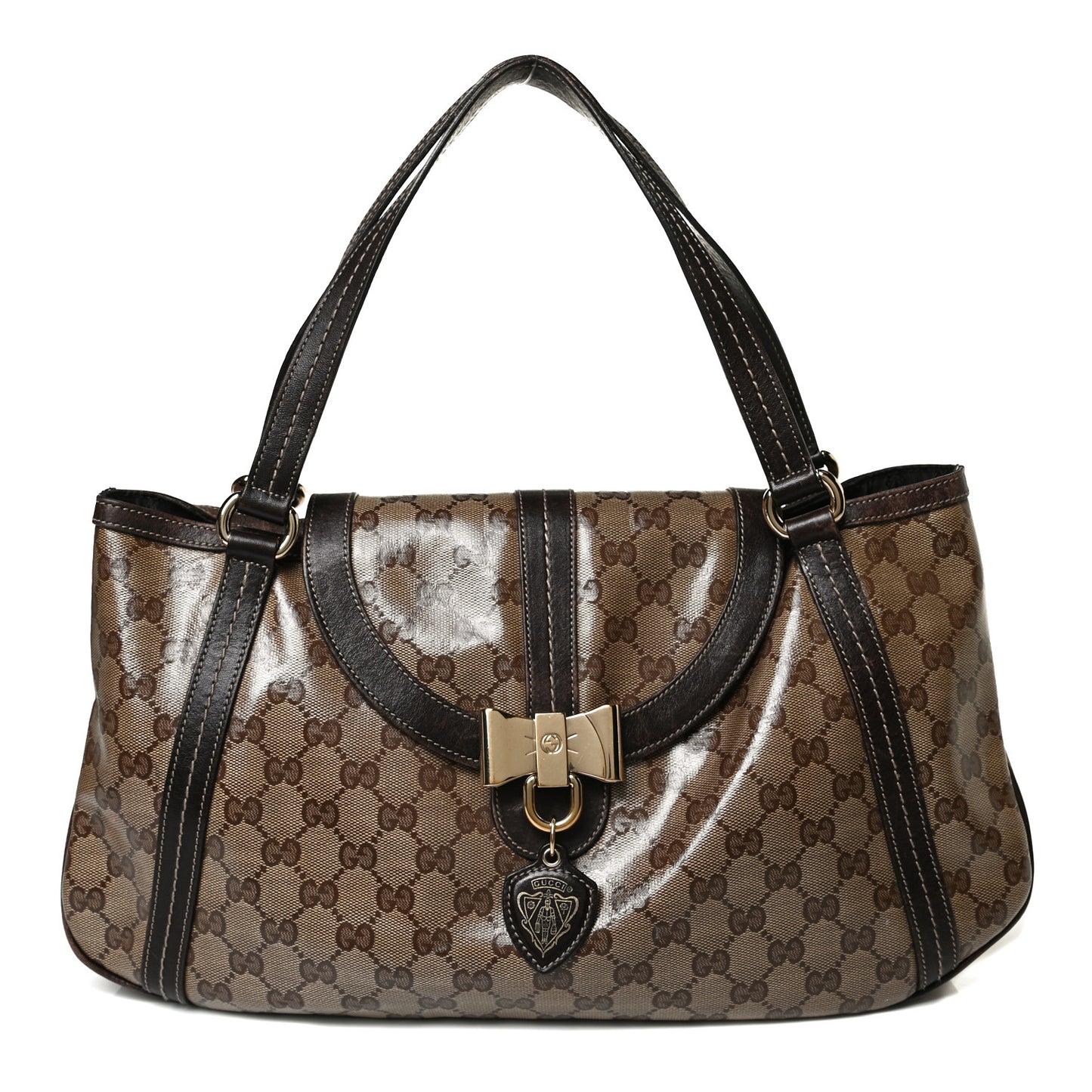 Crystal Monogram Duchessa Flap Shoulder Bag Dark Brown