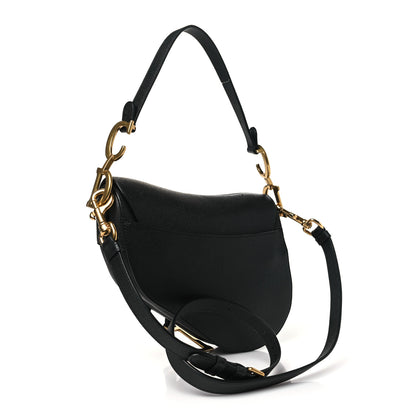 Christian Dior Grained Calfskin Saddle Bag With Strap Black 4 of 11