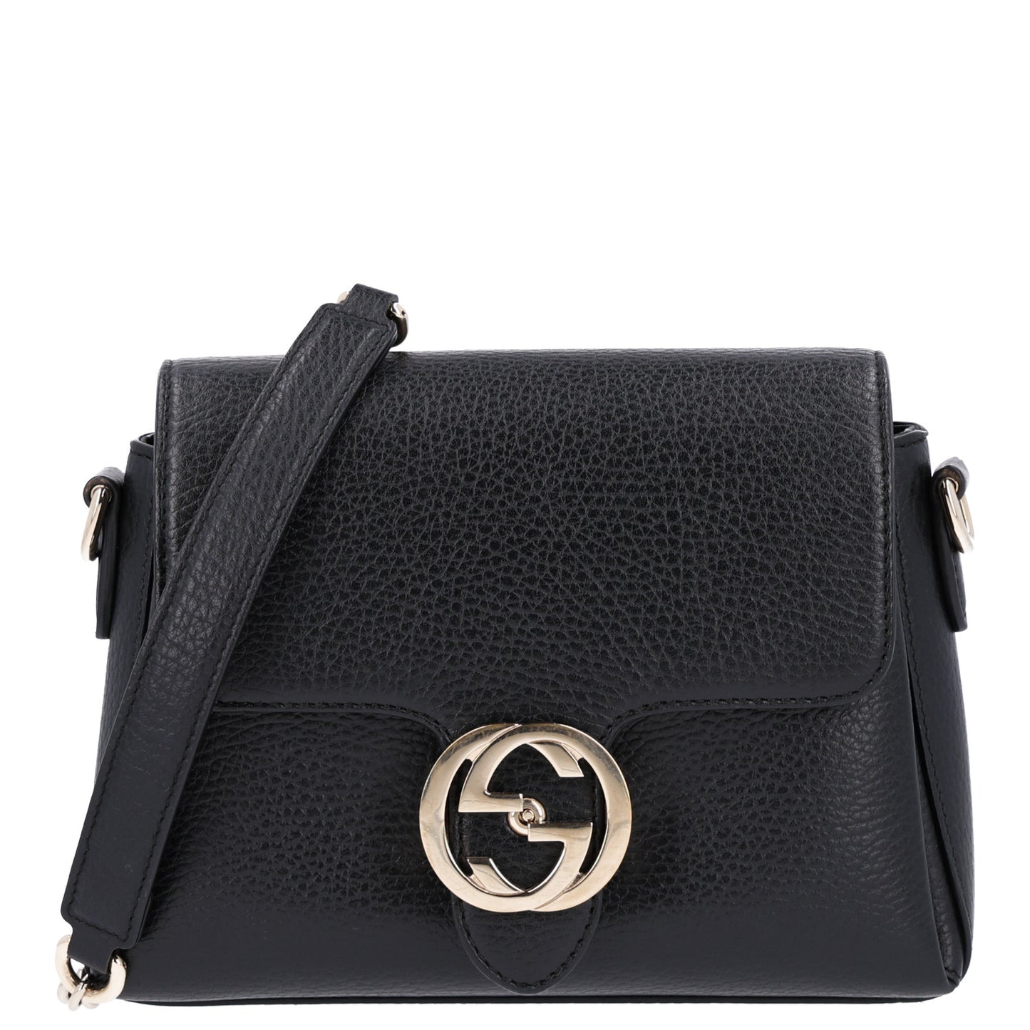 Dollar Calfskin Interlocking G Crossbody Bag Black