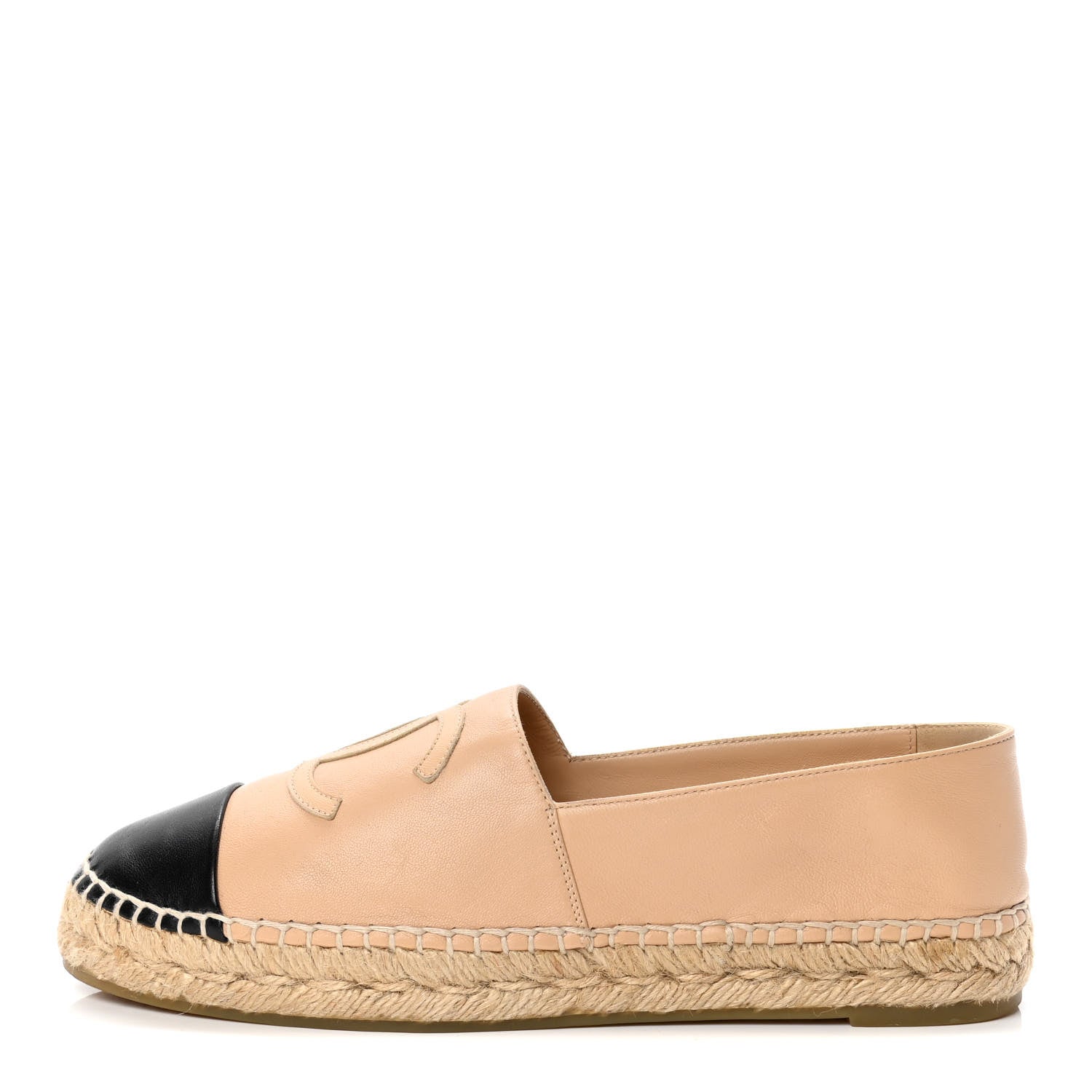 Chanel Lambskin CC Espadrilles 39 Beige Black 1 of 4