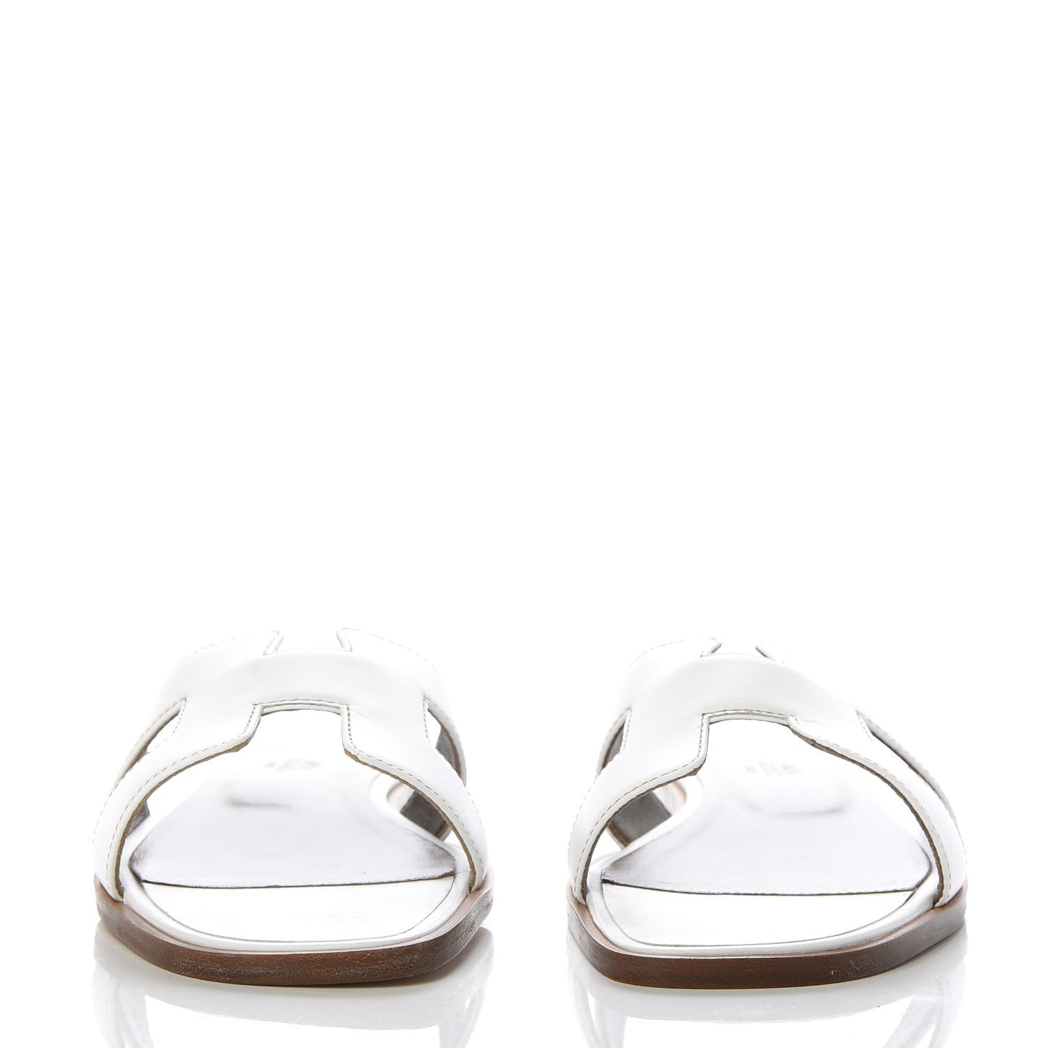 Hermes Box Calfskin Oran Sandals 39 White 3 of 10