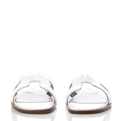 Hermes Box Calfskin Oran Sandals 39 White 3 of 10