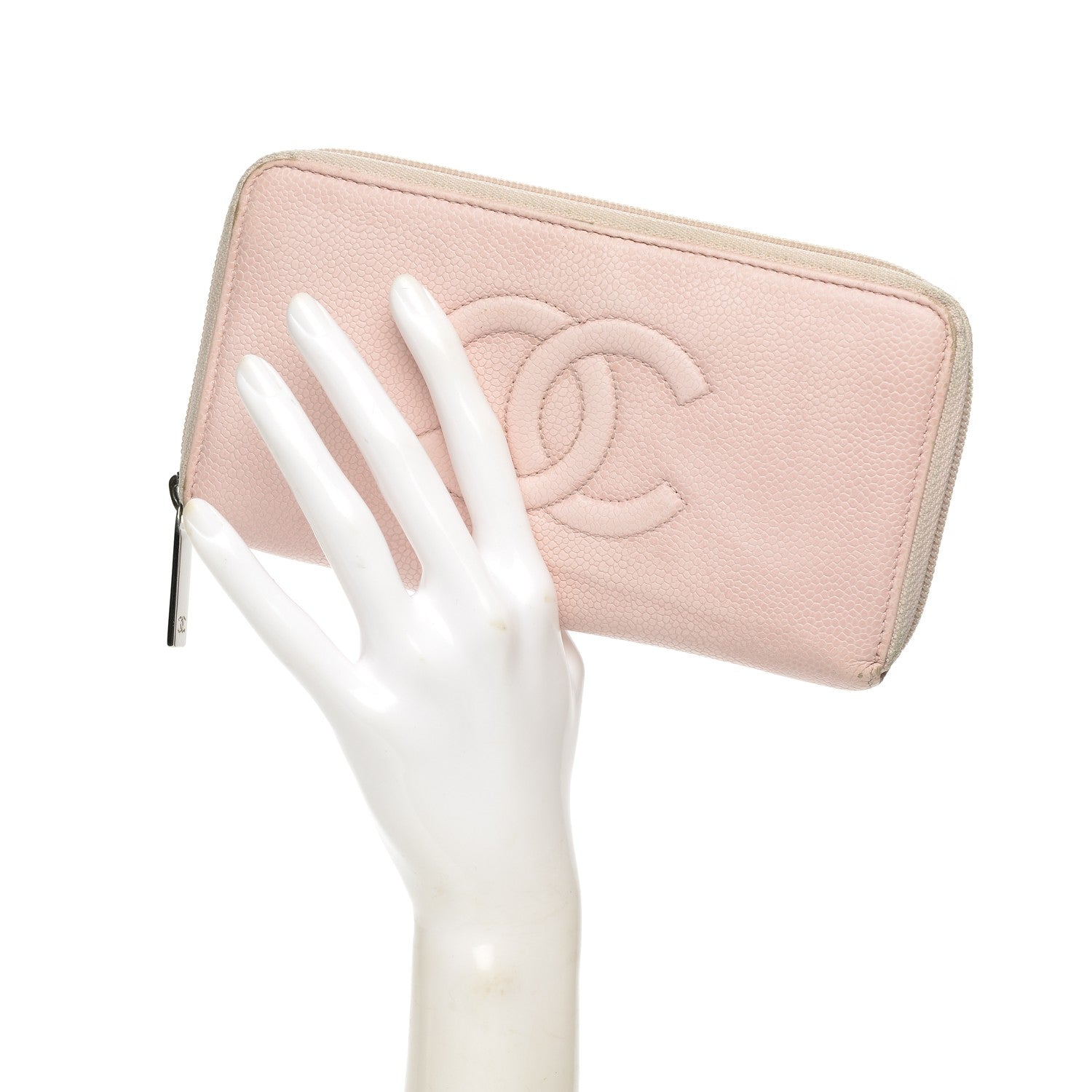 Chanel Caviar Large Timeless CC Zip Around Wallet Light Pink 2 of 13