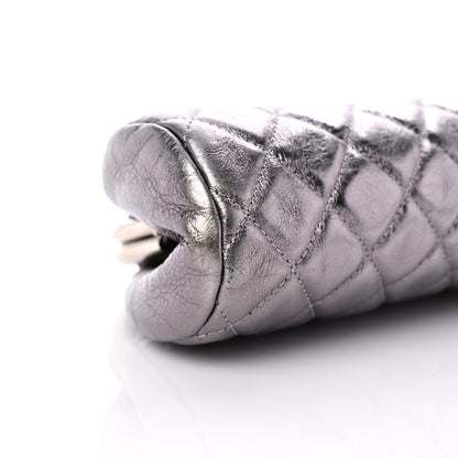 Chanel Metallic Aged Calfskin Quilted Timeless Clutch Silver 7 of 8