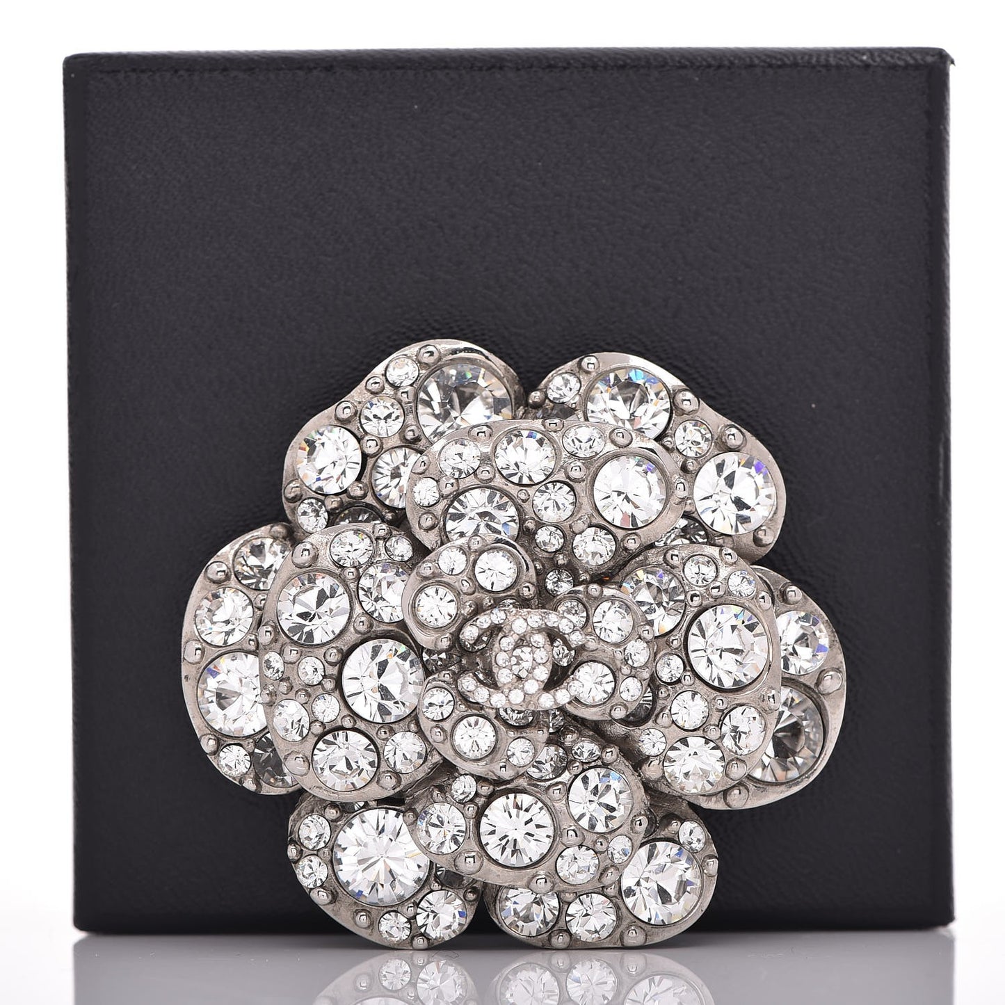 Swarovski Crystal Camellia CC Brooch Silver