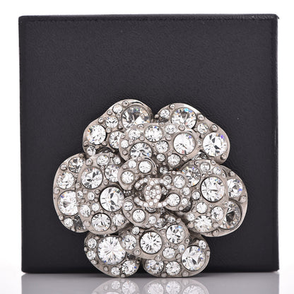 Chanel Swarovski Crystal Camellia CC Brooch Silver 5 of 5