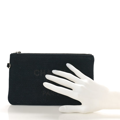 Chanel Mixed Fibers Small Deauville Pouch Blue 2 of 7