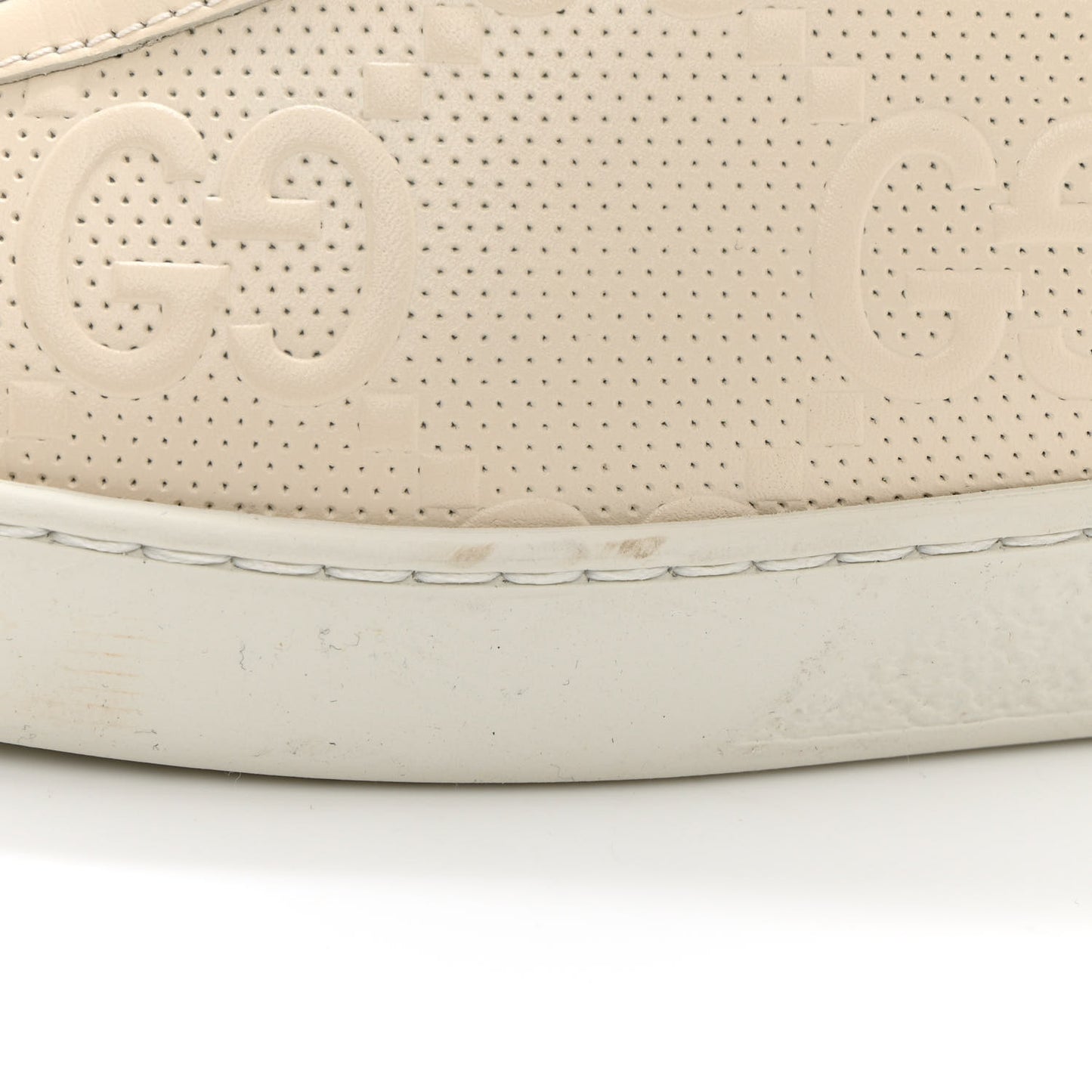 Calfskin GG Tennis Embossed Mens Ace Sneakers 9 Mystic White