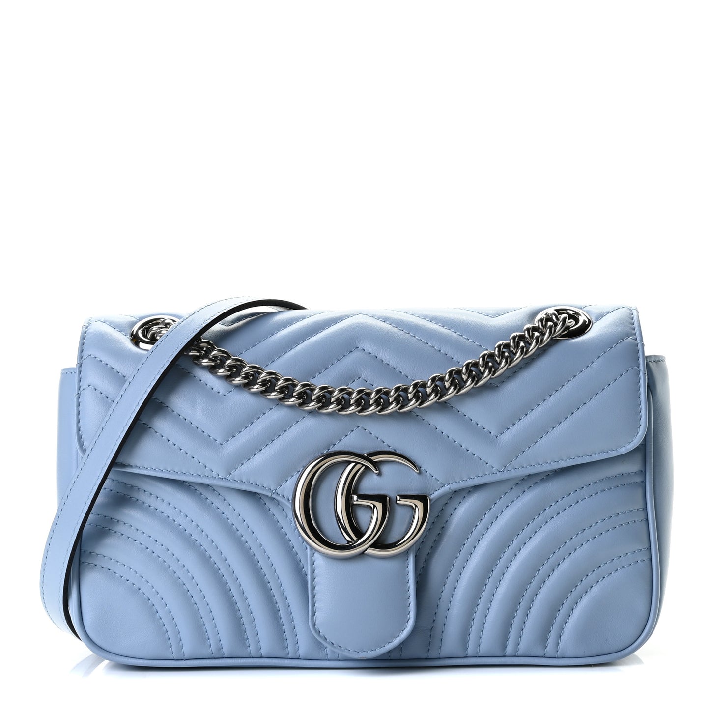 Calfskin Matelasse Small GG Marmont Shoulder Bag Porcelain Light Blue