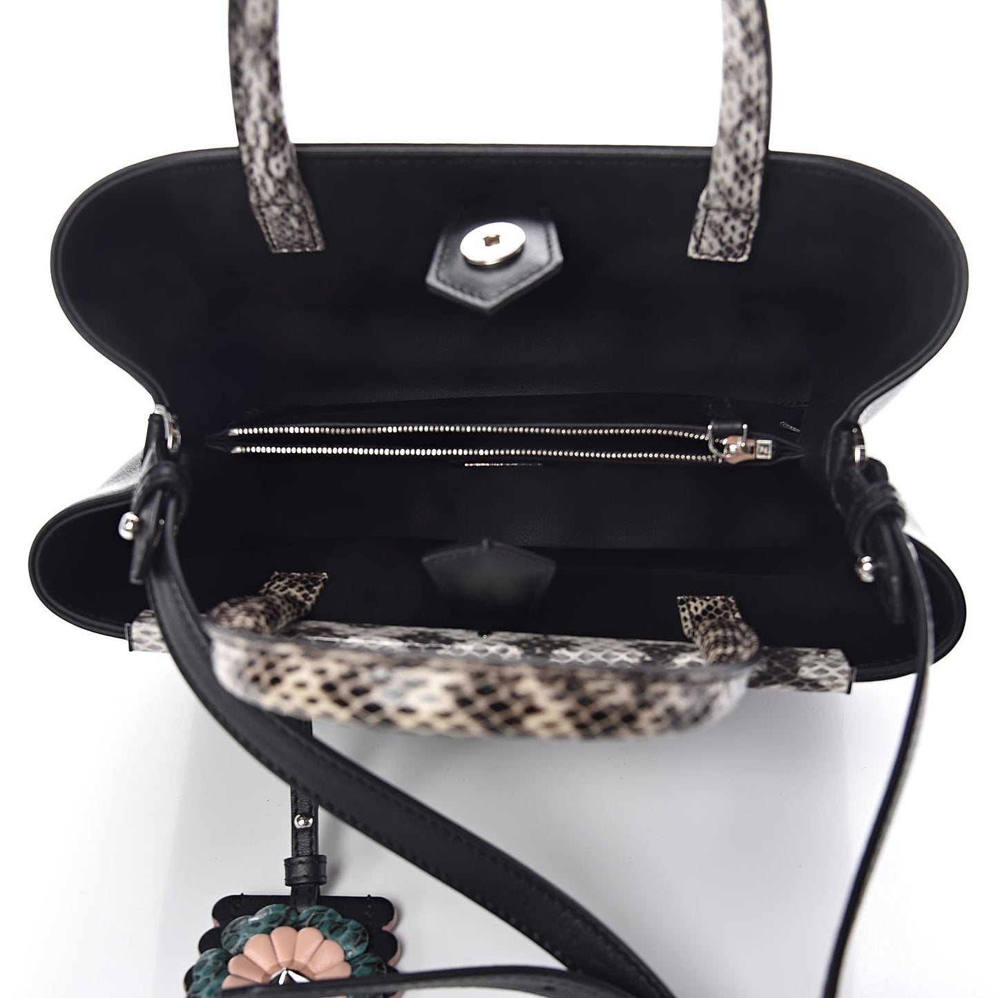 Vitello Dolce Elaphe Petite 2Jours Tote Black