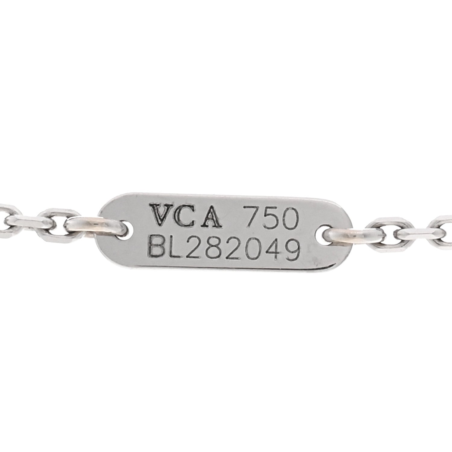 Van Cleef & Arpels 18K White Gold Diamond Mother of Pearl Vintage Alhambra Pendant Necklace 4 of 4