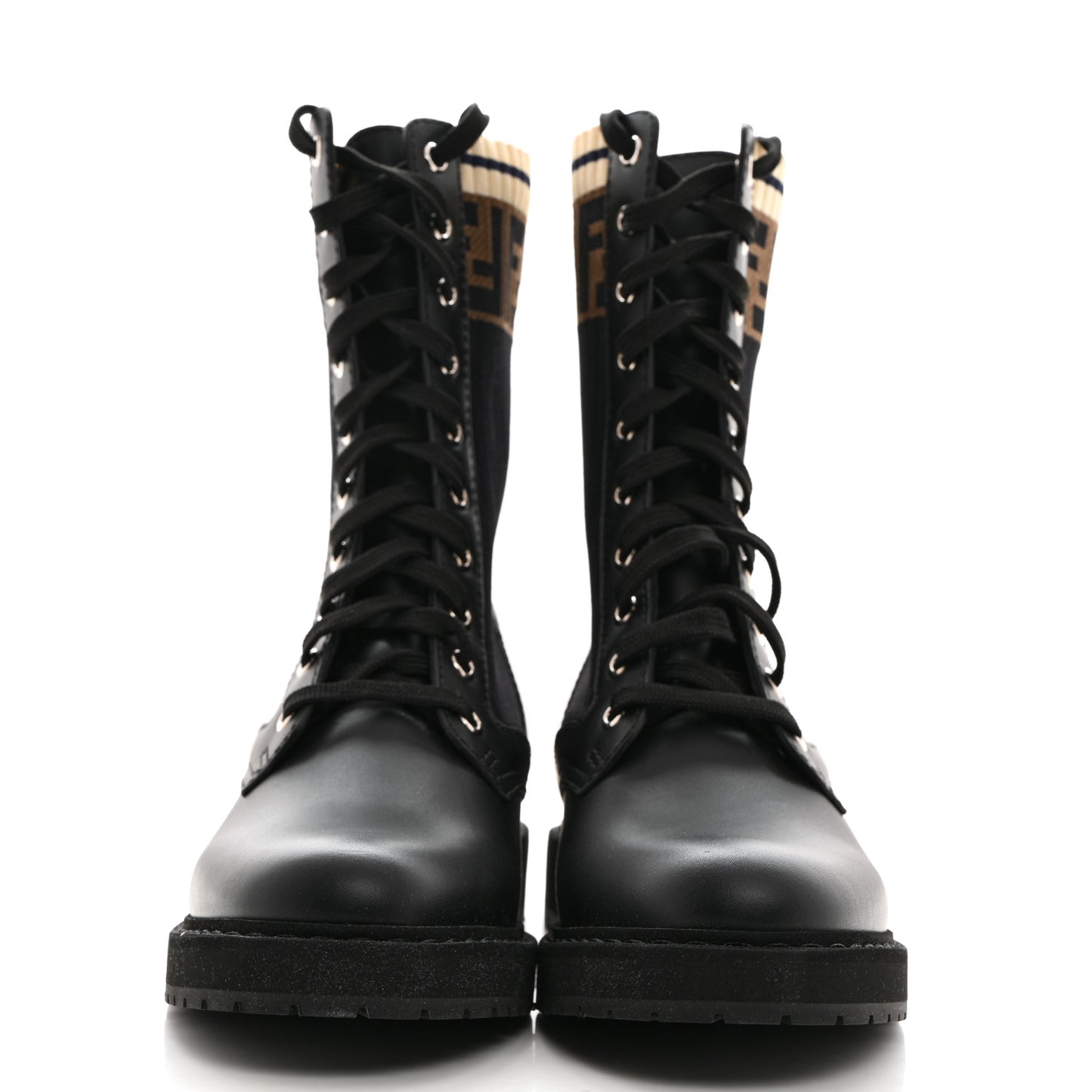Calfskin Stretch Fabric Rockoko Biker Boots 38.5 Tobacco Black Marino