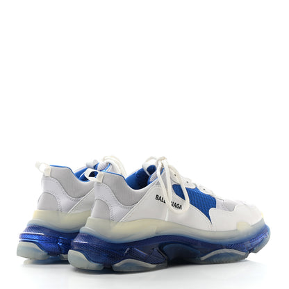 Balenciaga Fabric Mesh Clear Sole Mens Triple S Sneakers 44 White Blue Grey 4 of 9
