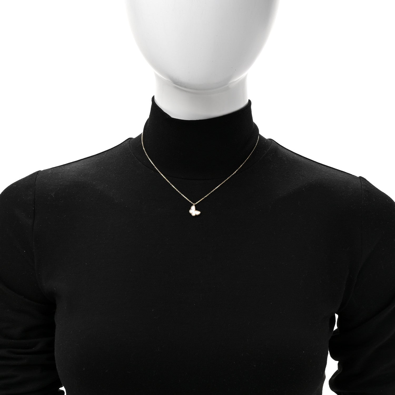 Van Cleef & Arpels 18K Yellow Gold Mother of Pearl Sweet Alhambra Butterfly Pendant Necklace 2 of 7