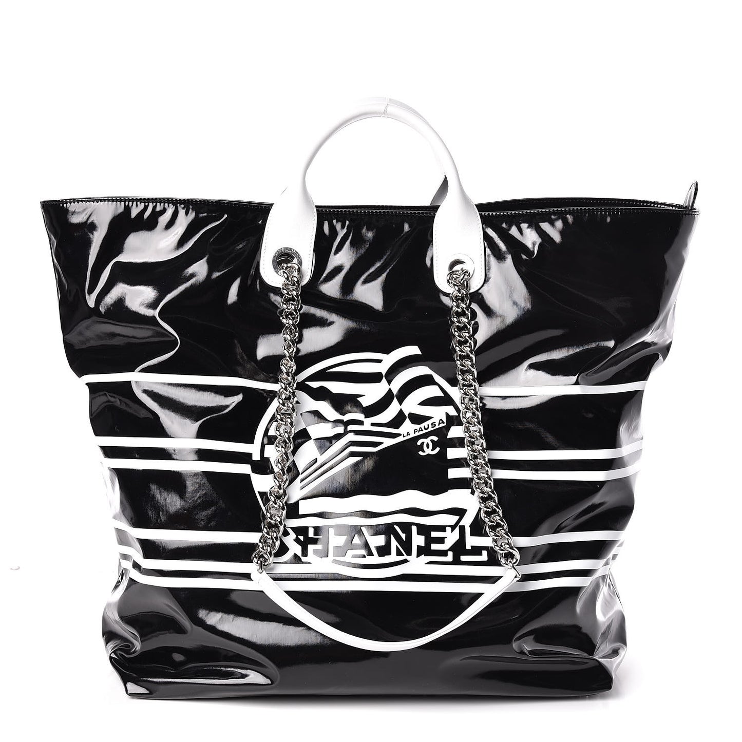Vinyl Large La Pausa Bay Shopping Bag Black