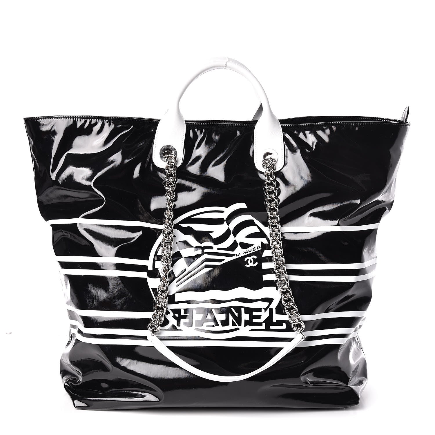 Chanel Vinyl Large La Pausa Bay Shopping Bag Black 1 of 10