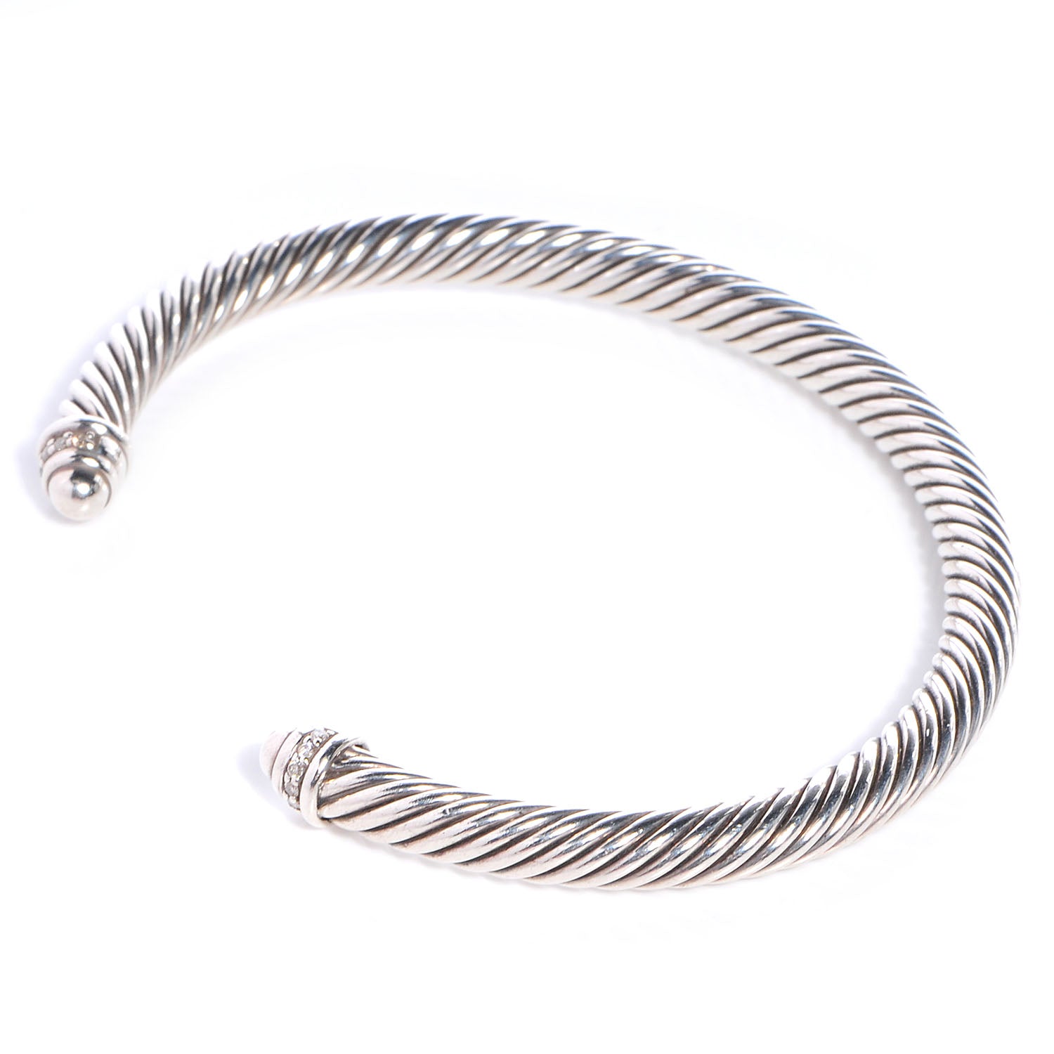 David Yurman Sterling Silver Diamond 5mm Cable Classics Cuff 3 of 5