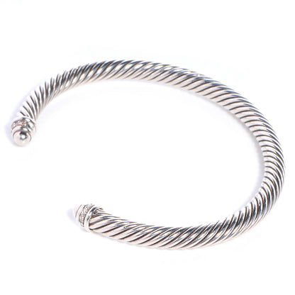 David Yurman Sterling Silver Diamond 5mm Cable Classics Cuff 3 of 5